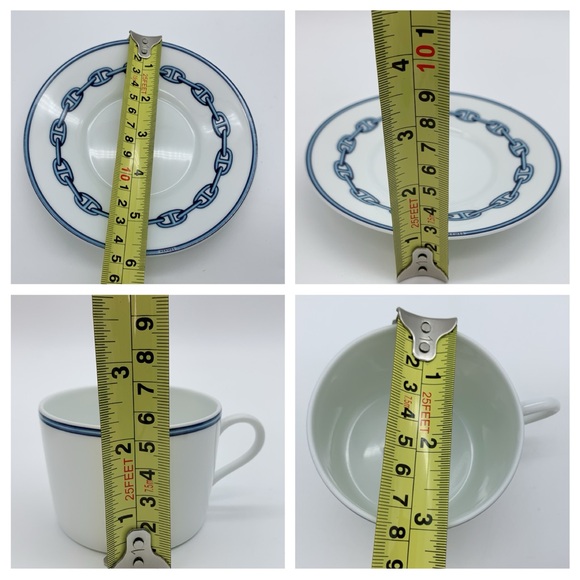 Hermes Chaine D'Ancre Blue and White Porcelain Cup and Saucer Set - Picture 13 of 13